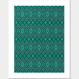 Green Aztec Pattern Posters and Art